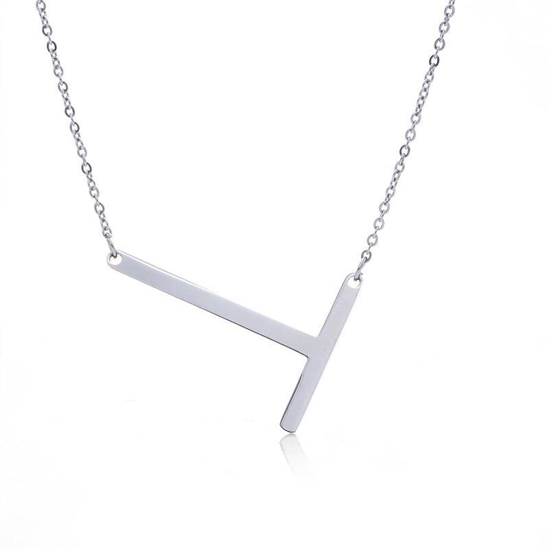 Initial Letter Pendant & Necklace | Gold Plated Silver T