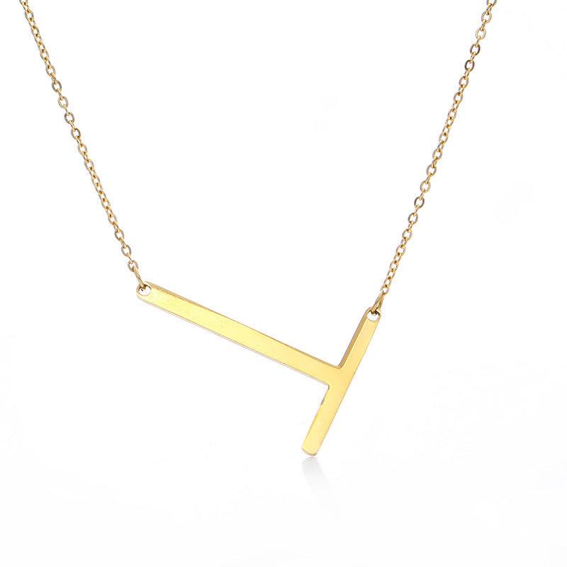 Initial Letter Pendant & Necklace | Gold Plated Gold T