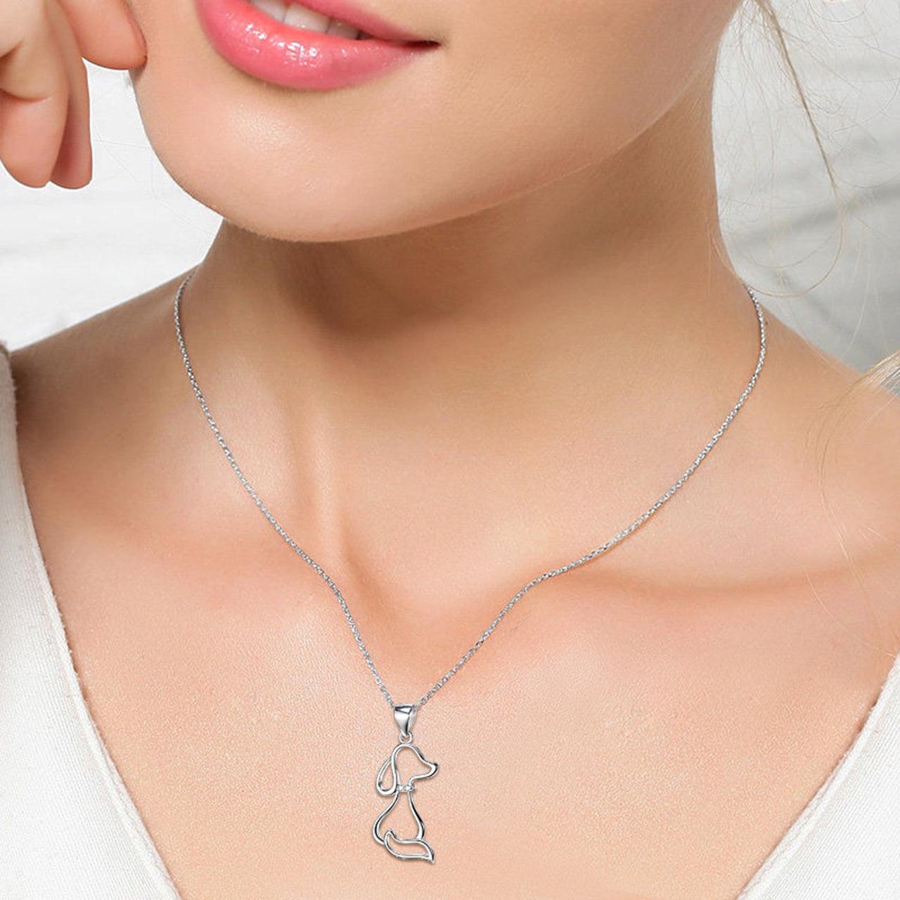 Dog Necklace In 925 Sterling Silver - Pet Lover Jewelry