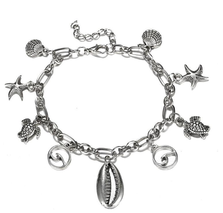 BoldlyBeautiful - Boho Wave Turtle Pendant Anklet Bracelets Women Ocean Jewelry - BoldlyBeautiful