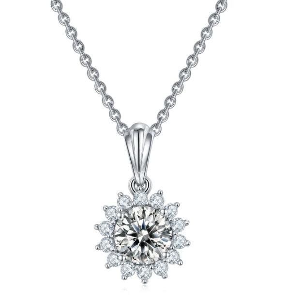 Daily Wear 925 Silver Jewelry Set 1ct Moissanite Pendant