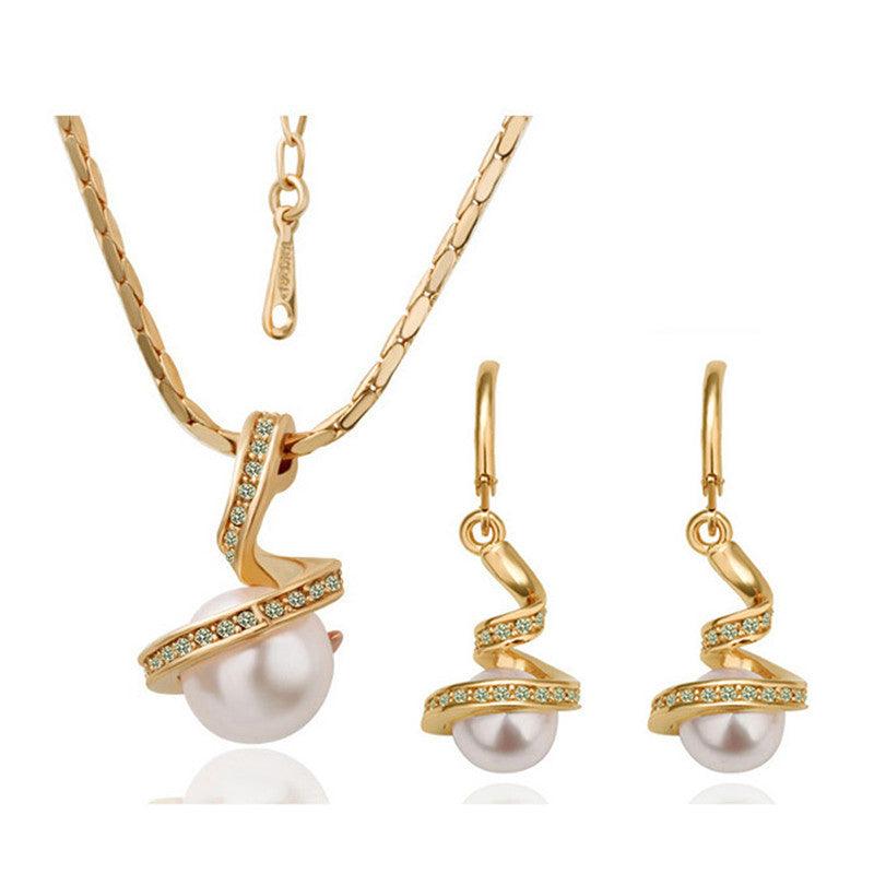 Twisted Snake Pearl Jewelry Set | Daily Wear Suit Glod white