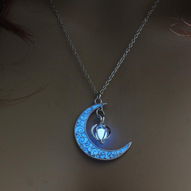 Glowing Pendant Silver Plated Necklace | Daily Wear Blue