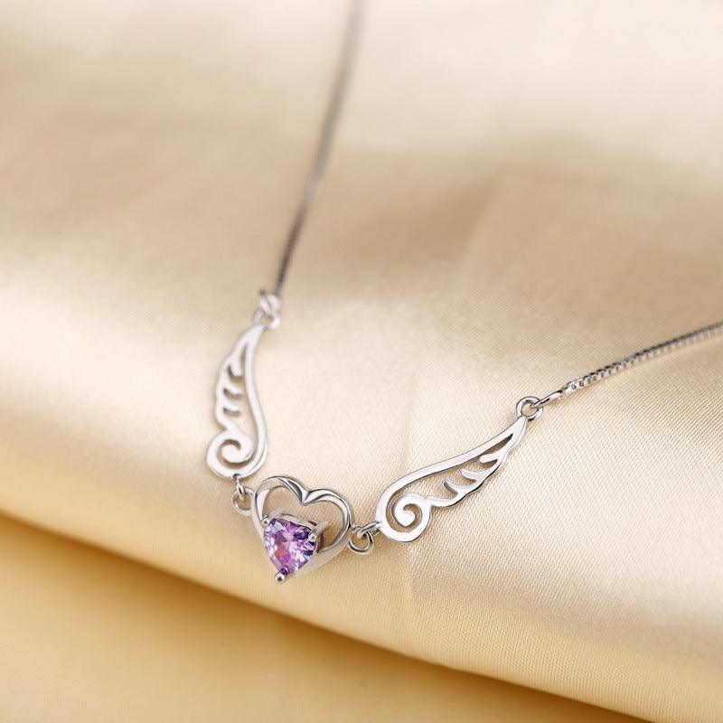 Purple Crystal Heart Necklace | Daily Jewelry