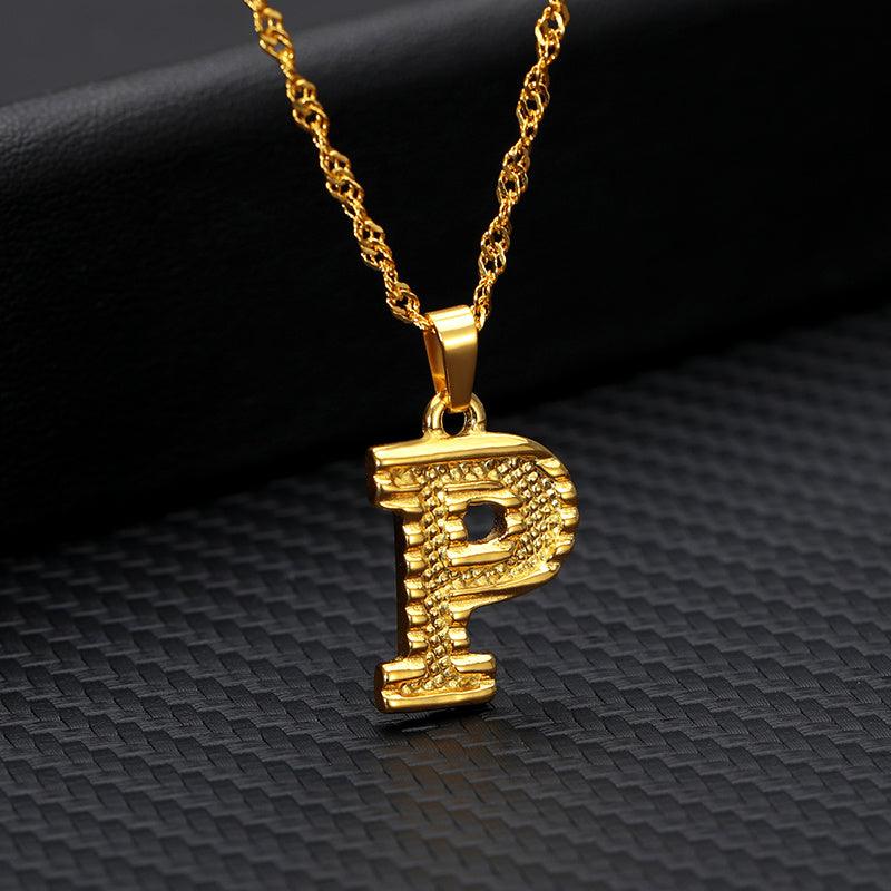 26 Letters Gold-Plated Pendant Necklace | Casual Collection P