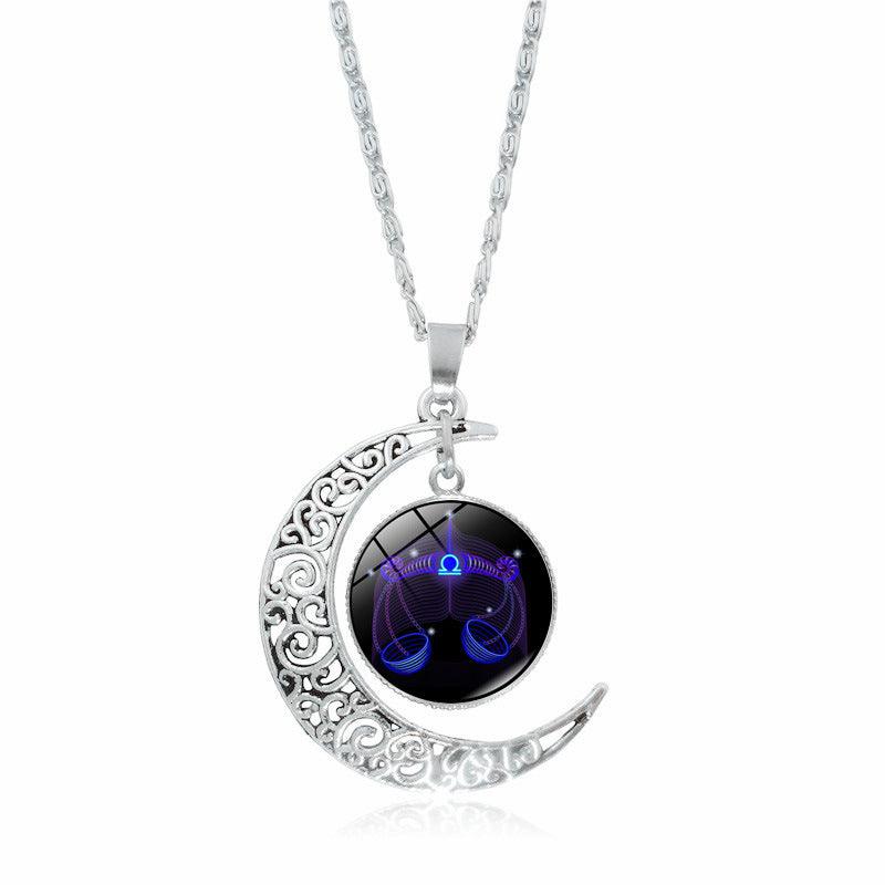 12 Constellation Moon Pendant Necklace | Daily Wear