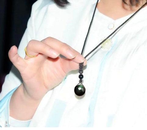 Natural Obsidian Pendant Good Luck Necklace