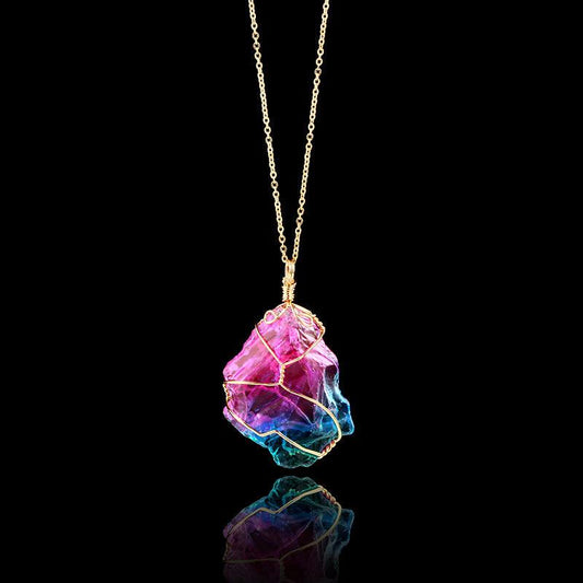 Rainbow Quartz Crystal Pendant Necklace | Daily Wear Multicolor