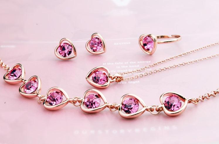 Peach Heart Jewelry Set | Daily Wear Collection