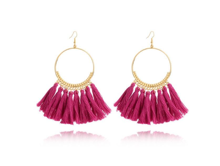 Big Round Drop Dangle Earrings | Beach Wear Violet