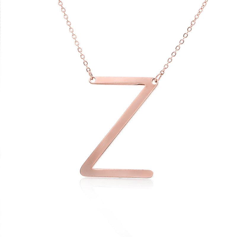 Initial Letter Pendant & Necklace | Gold Plated Rose Gold Z