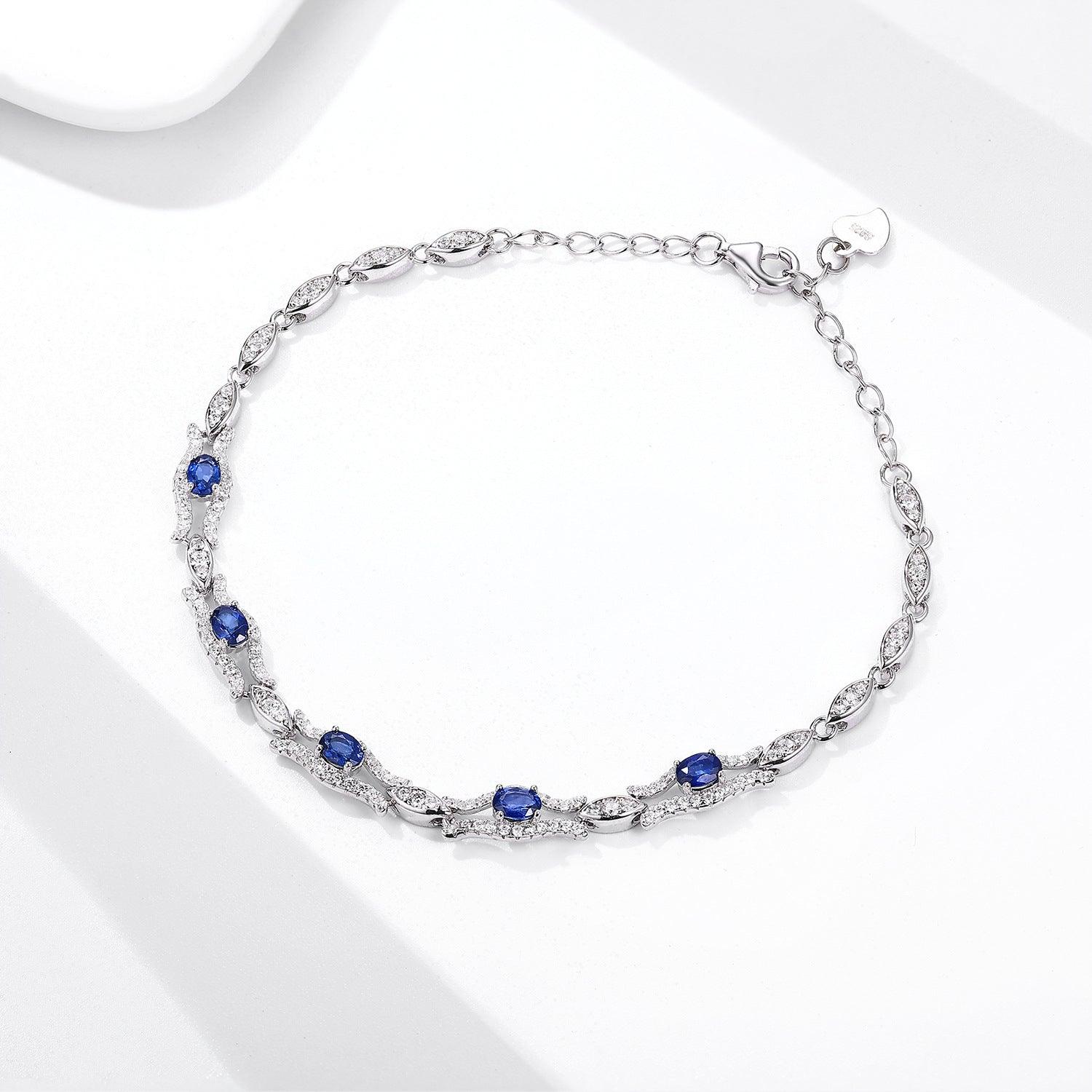 Natural Sapphire S925 Sterling Silver Bracelet | Daily Wear