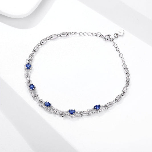 Natural Sapphire S925 Sterling Silver Bracelet | Daily Wear