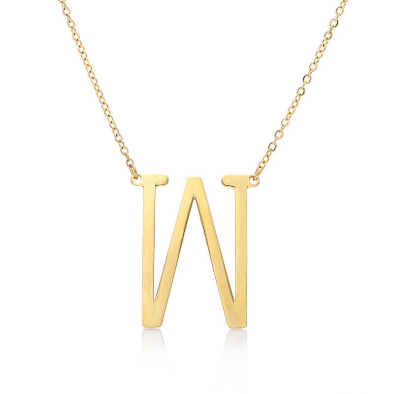 Initial Letter Pendant & Necklace | Gold Plated Gold W