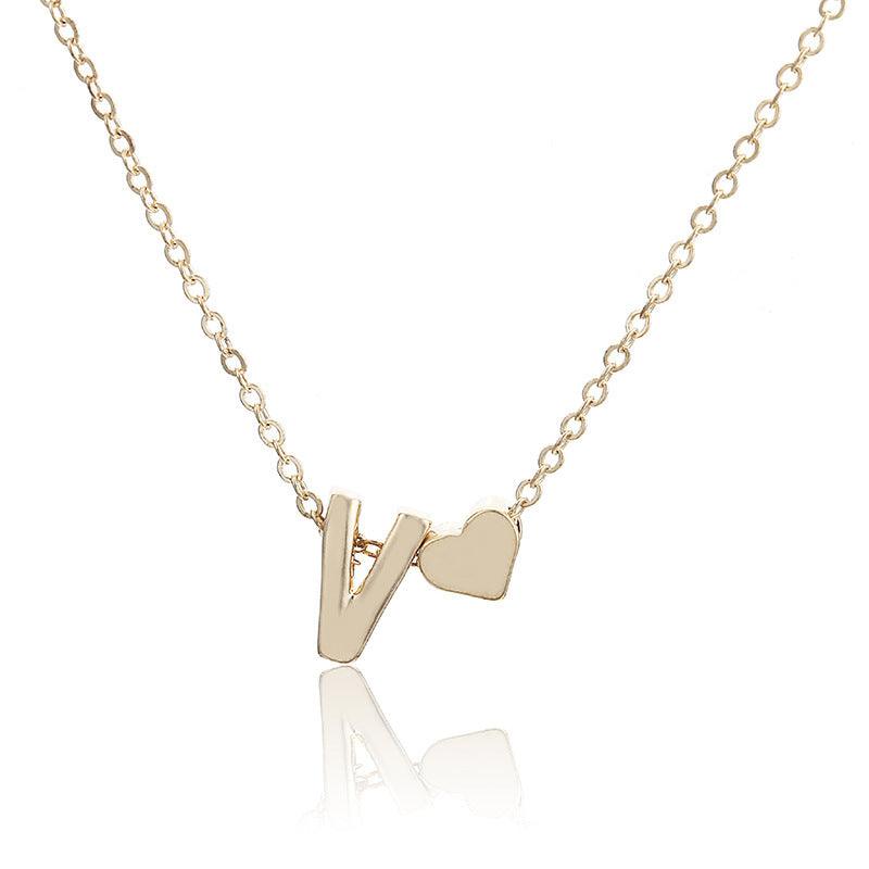 Peach Heart Shaped Letter Necklace | BoldlyBeautifuls