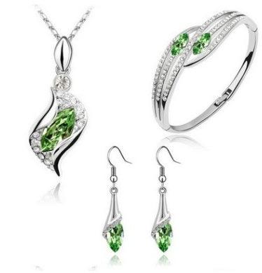 Angel Elf Earrings, Necklace, Bracelet Set Green