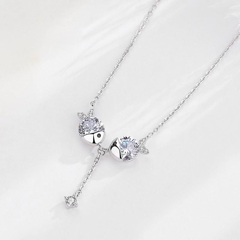 Cute Zircon Fish Necklace | Fashion Jewelry Silver