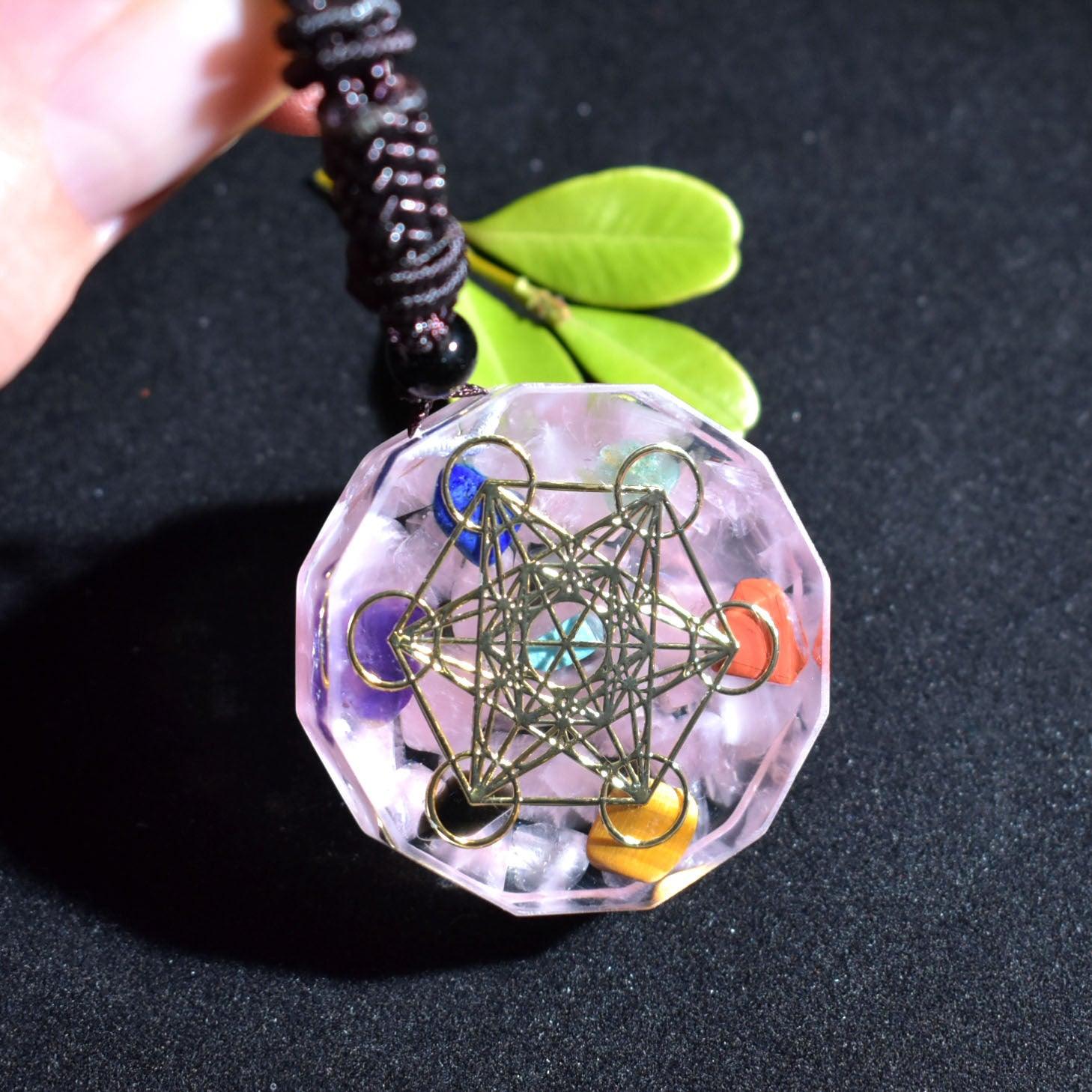 Crystal Chakra Reiki Healing Orgonite Necklace