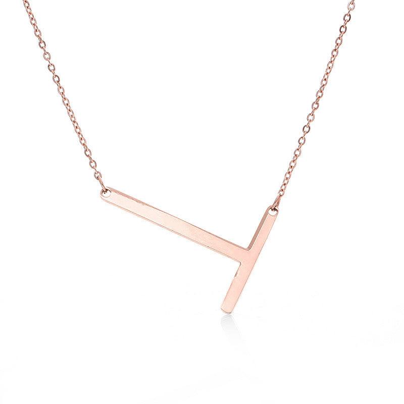 Initial Letter Pendant & Necklace | Gold Plated Rose Gold T