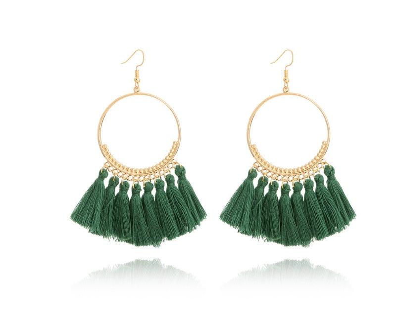 Big Round Drop Dangle Earrings | Beach Wear Green