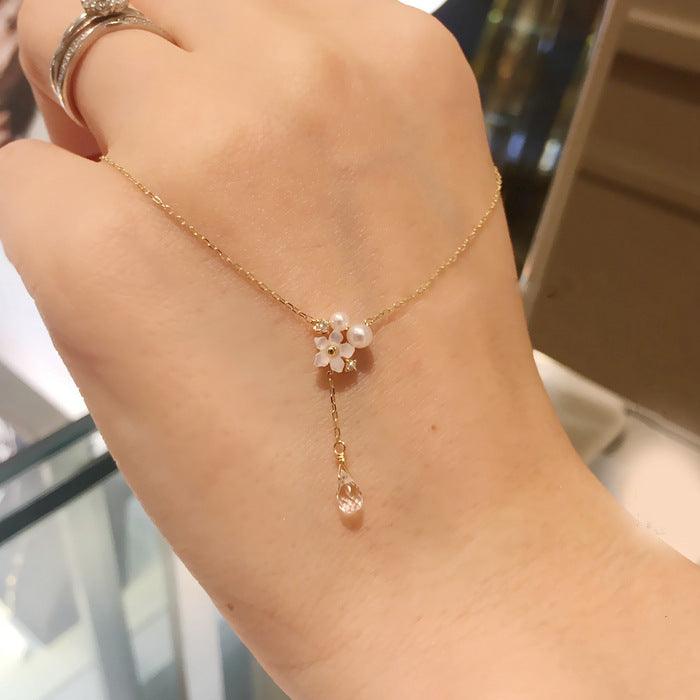 K Gold Platted White Shell Pearl Necklace Clavicle Chain