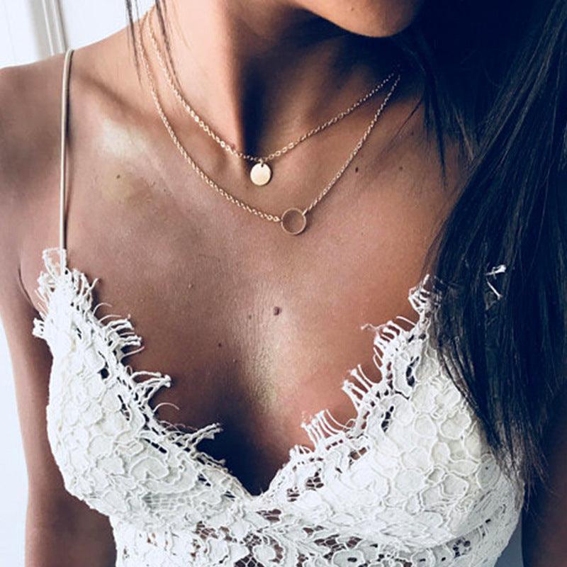 Summer Multi Layer Sequined Choker Necklace Women's Jewelry