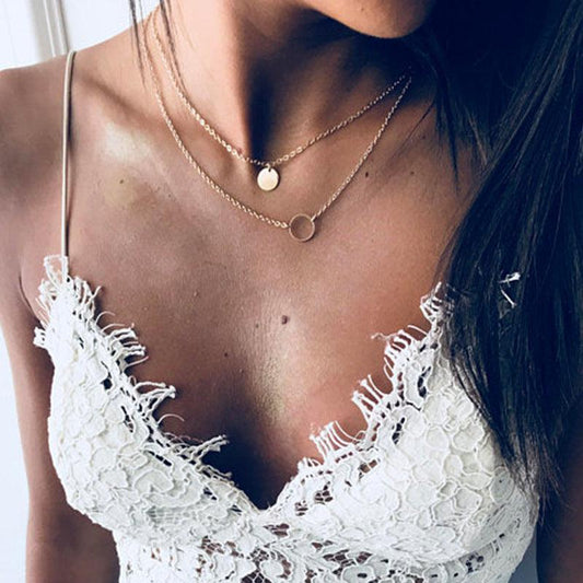 Summer Multi Layer Sequined Choker Necklace Women's Jewelry