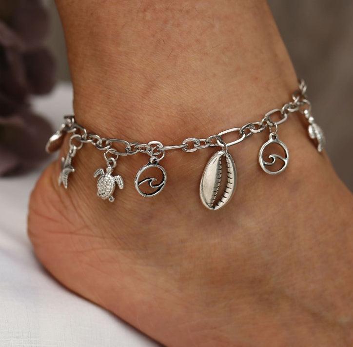BoldlyBeautiful - Boho Wave Turtle Pendant Anklet Bracelets Women Ocean Jewelry - BoldlyBeautiful