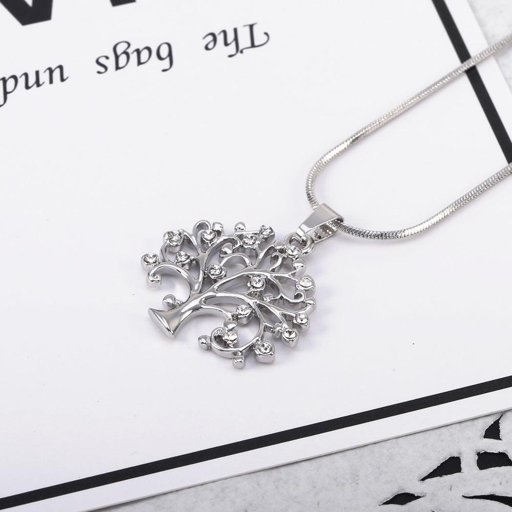 Multi-Layer Tree of Life Pendant Zircon Necklace | Daily Wear