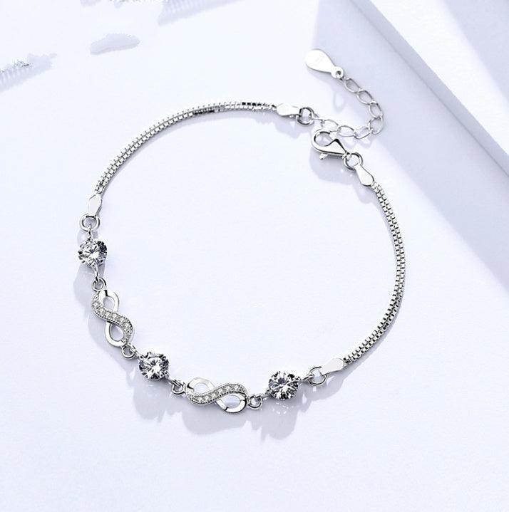 Diamond Crystal Bracelet in S925 Sterling Silver | Daily Wear White 925 Silver