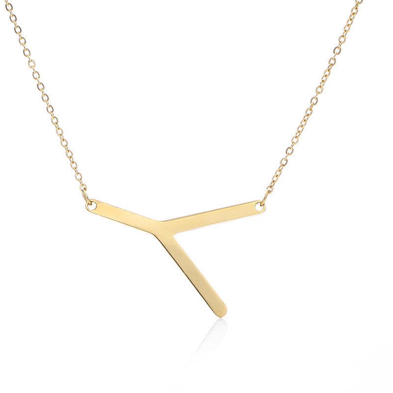 Initial Letter Pendant & Necklace | Gold Plated Gold Y