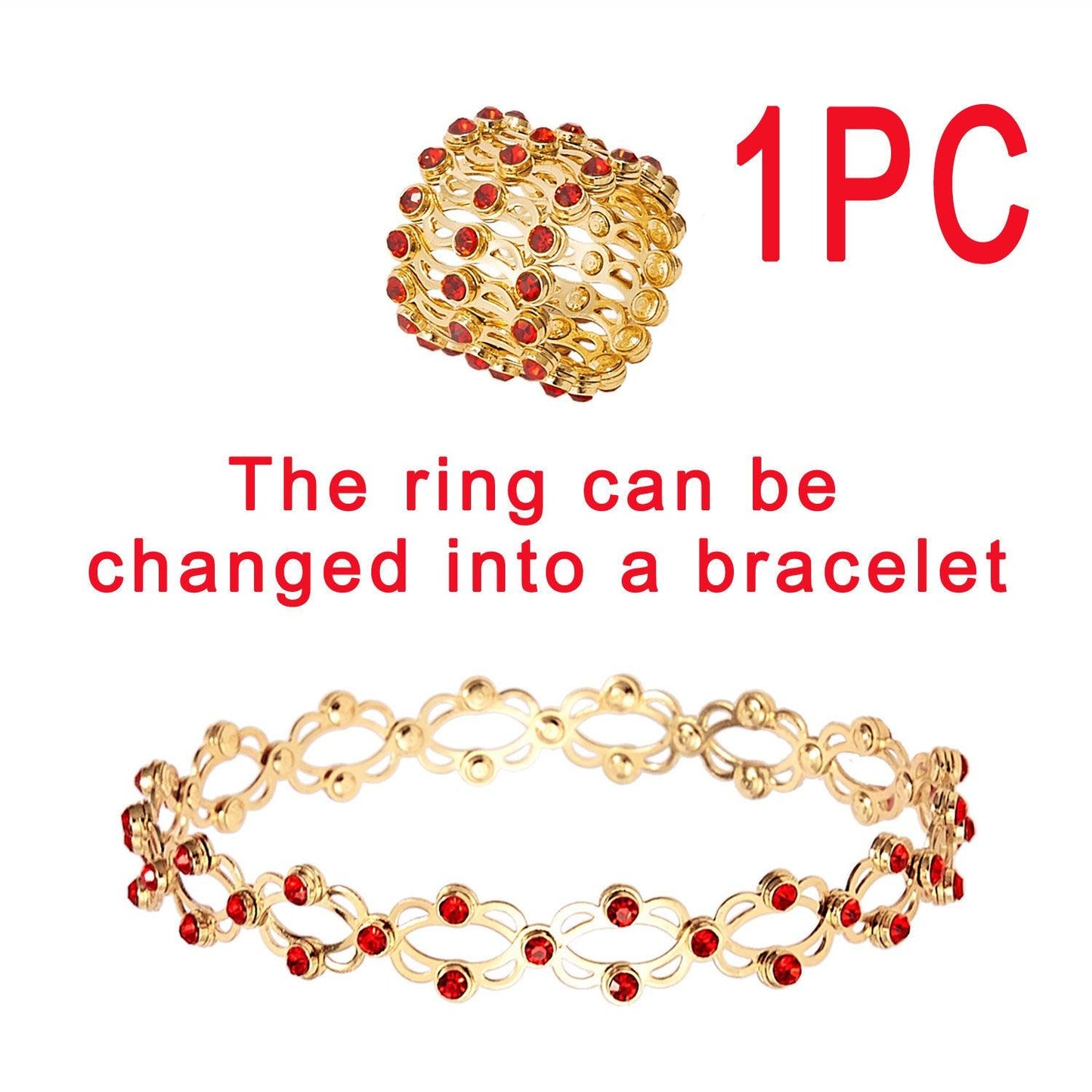 2 In 1 Folding Retractable Rhinestone Set Golden Red
