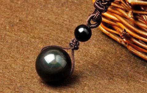 Natural Obsidian Pendant Good Luck Necklace