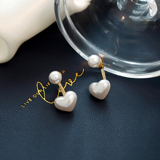 Simple Temperament Love Pearl Stud Earrings Rain Drop