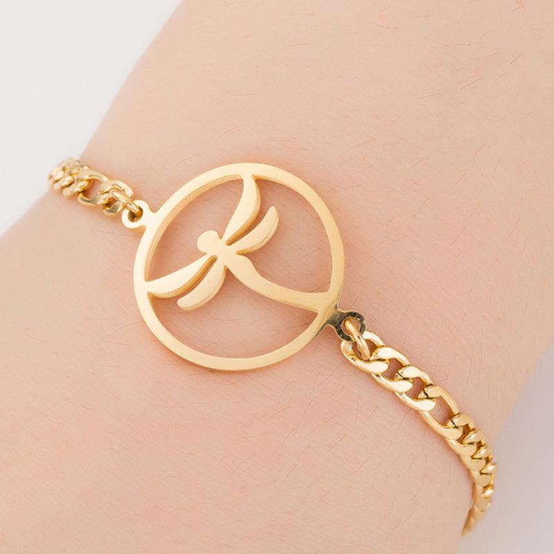 Golden Charms Bracelet For Woring Women Dragonfly