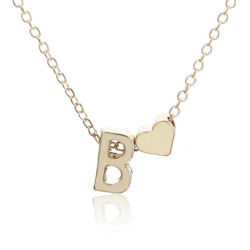 Peach Heart Shaped Letter Necklace | BoldlyBeautifuls