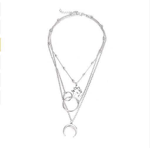 Fashionable Multilayer Boho Moon Map Necklace Jewelry