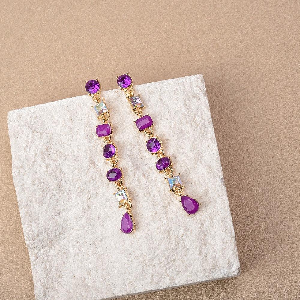 Multicolor Crystal Tassel Long Earrings | Daily Wear