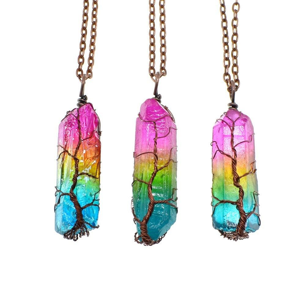 Stone Crystal Pendant Fashion Necklace