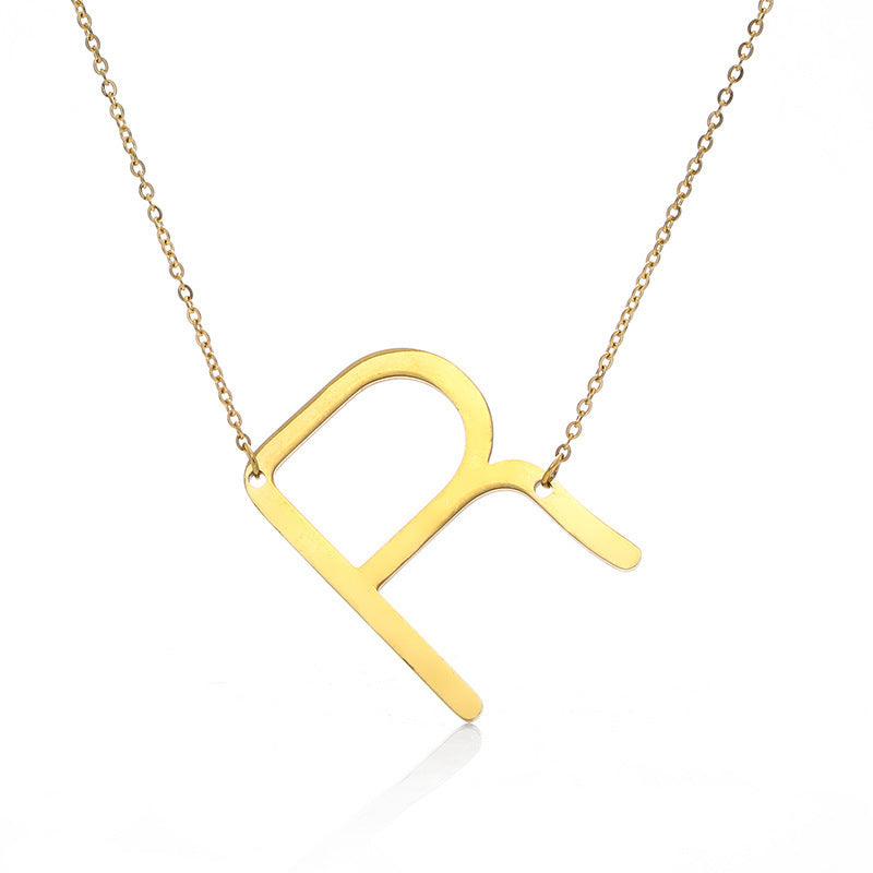 Initial Letter Pendant & Necklace | Gold Plated Gold R