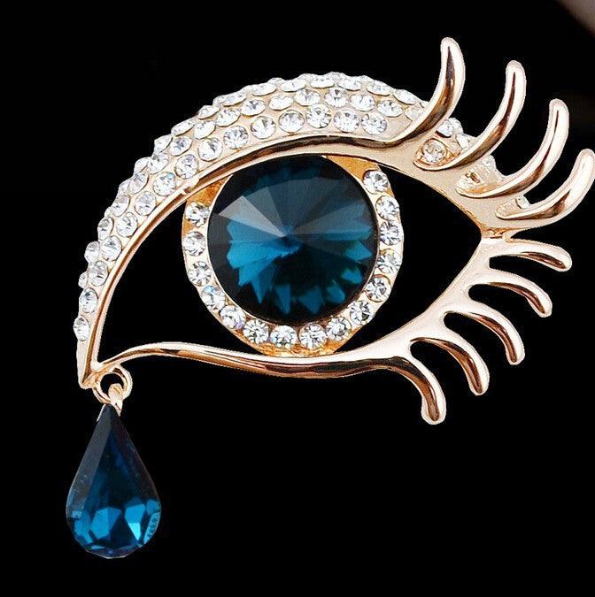Diamond-encrusted Brooch | Fashion Accessory Gold+Blue