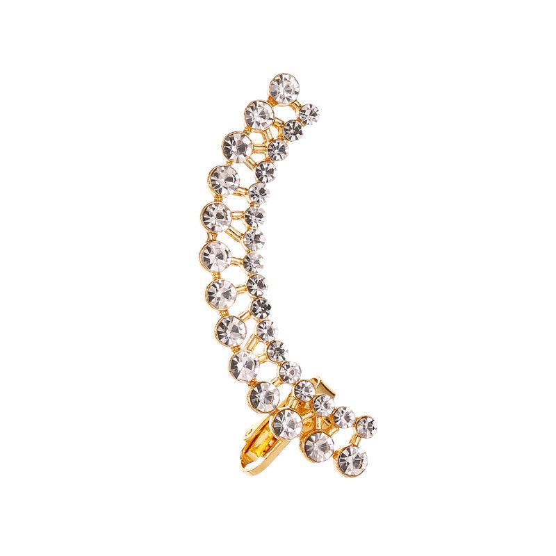 Full Crystal Butterfly Flower Single Crystal Ear Clip Golden 3