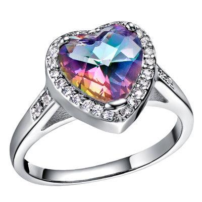 Gold Plated Ring With Austria Crystal Gemstone Platinum