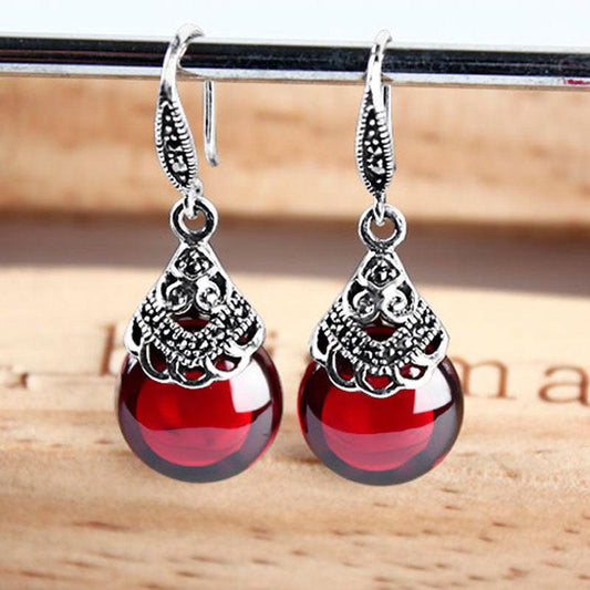 Vintage Round Garnet Earrings | Daily Wear