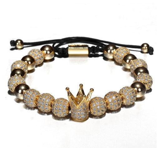 Luxurious Bracelets with Charms For Boyfriend | Fashion Collection Crown A Gold