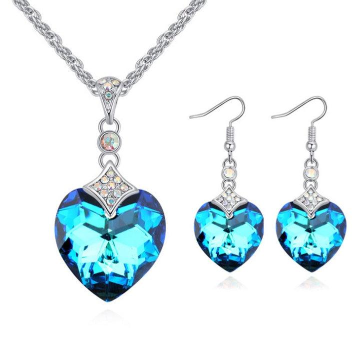 Crystal Heart Jewelry Set | Daily Wear Blue