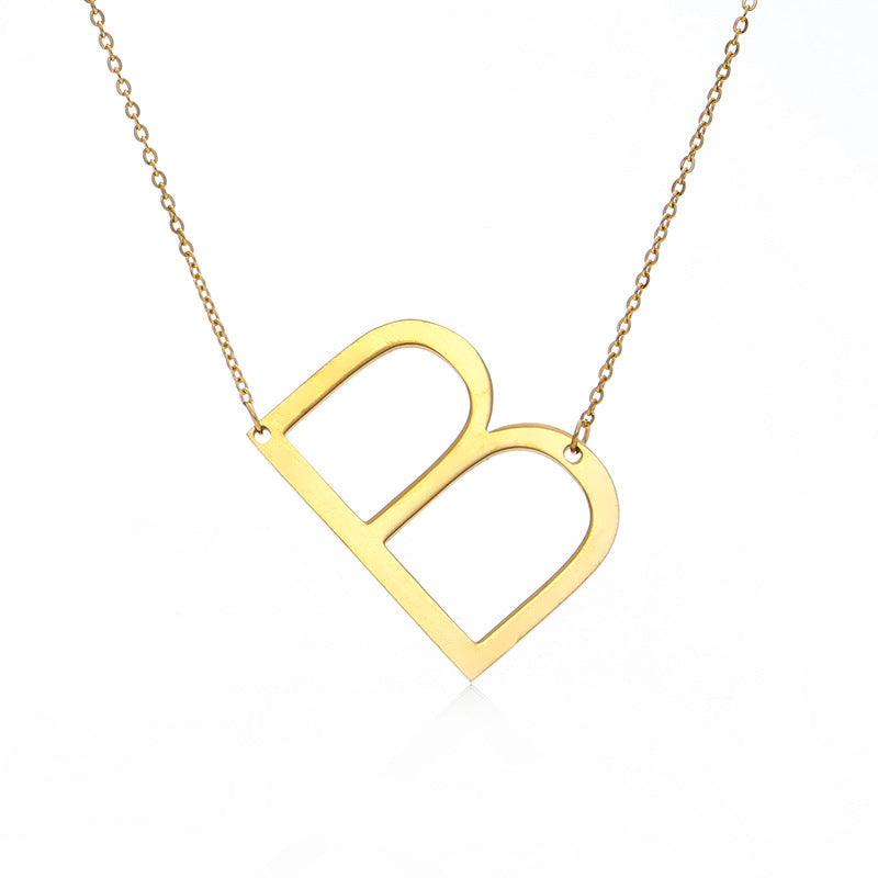 Initial Letter Pendant & Necklace | Gold Plated Gold B