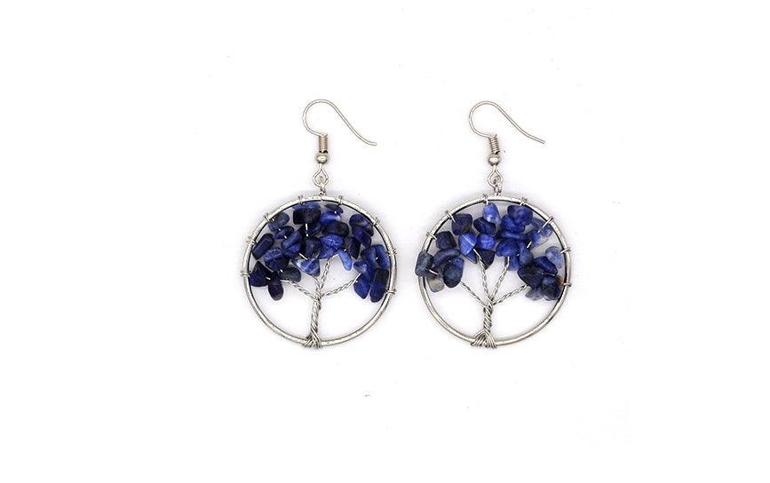Crystal Tree Wishing Tree Earrings - Fashion Wear Blue