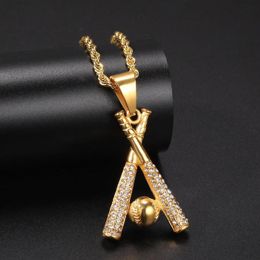Baseball Bat Pendant Necklace for Sports Lovers Gold