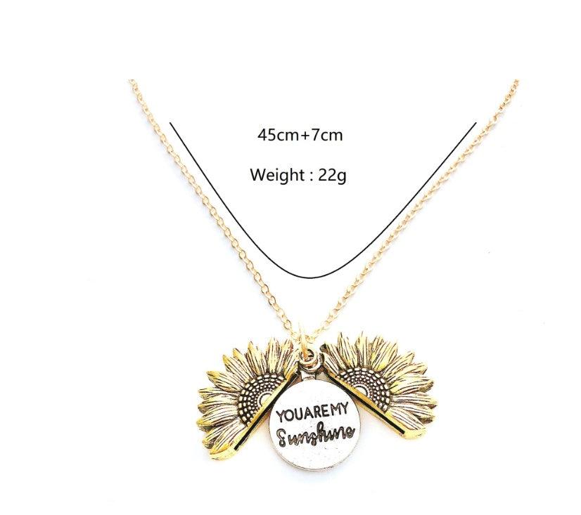 Sunflower Double Lettering Pendant Necklace | Daily Wear